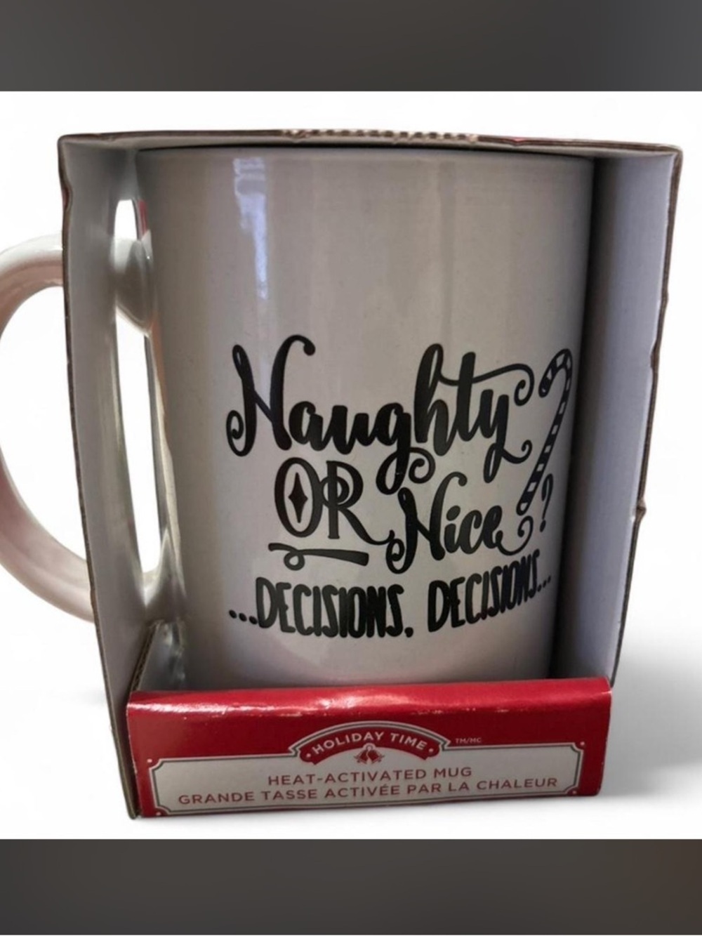 Holiday Time White & Red 'Naughty or Nice' Heat-Activated Mug